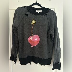 WILDFOX COUTURE distressed cherry sweatshirt